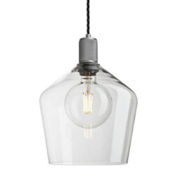 Industville Knurled Glass Schoolhouse Pendant - 10 Inch, Clear Glass, Pewter Pendant Holder - thumbnail 1