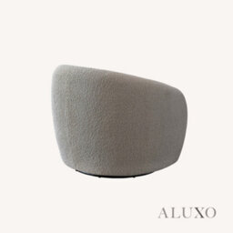 Aluxo Nolita Boucle Accent Swivel Arm Chair Koala Grey-Brown Teddy Medium Firm - thumbnail 4