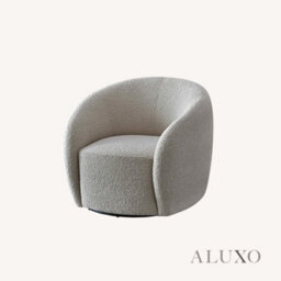 Aluxo Nolita Boucle Accent Swivel Arm Chair Koala Grey-Brown Teddy Medium Firm - thumbnail 3