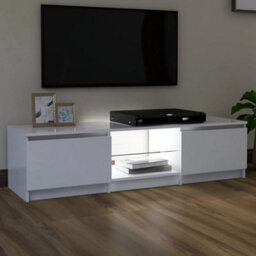 Berkfield Tv Cabinet With Led Lights White 140X40X35.5 Cm - thumbnail 9