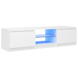Berkfield Tv Cabinet With Led Lights White 140X40X35.5 Cm - thumbnail 2