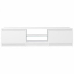 Berkfield Tv Cabinet With Led Lights White 140X40X35.5 Cm - thumbnail 5