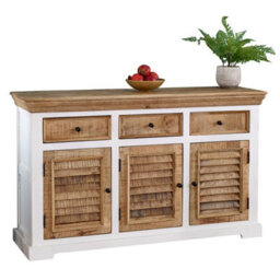 Wyld Haus Alington Mango Wood Sideboard In White And Natural With 3 Drawers And 3 Doors - thumbnail 2