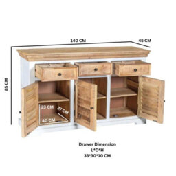 Wyld Haus Alington Mango Wood Sideboard In White And Natural With 3 Drawers And 3 Doors - thumbnail 4