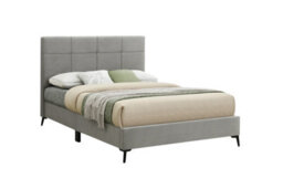 Sareer Furniture Jenson Bed, Bed In A Box, Contemporary Light Grey Upholstered Velvet Bed Frame With Headboard - thumbnail 3