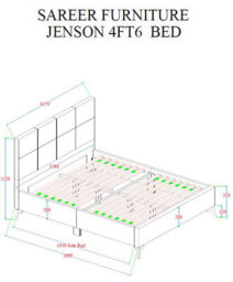 Sareer Furniture Jenson Bed, Bed In A Box, Contemporary Light Grey Upholstered Velvet Bed Frame With Headboard - thumbnail 7