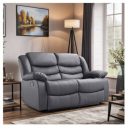 Roma Electric Leather Recliner 3+2 Seater Sofa Set Grey - thumbnail 3