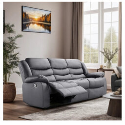 Roma Electric Leather Recliner 3+2 Seater Sofa Set Grey - thumbnail 2