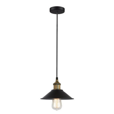 Luminosa Lighting Luminosa Industrial And Retro Hanging Pendant Black 1 Light  With Metal Alloy Shade, E27