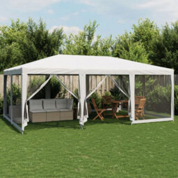 Walplus Party Tent Garden Gazebo Canopy With 10 Mesh Sidewalls White 6X4 M Hdpe - thumbnail 1