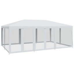 Walplus Party Tent Garden Gazebo Canopy With 10 Mesh Sidewalls White 6X4 M Hdpe - thumbnail 2