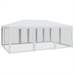 Walplus Party Tent Garden Gazebo Canopy With 10 Mesh Sidewalls White 6X4 M Hdpe - thumbnail 5