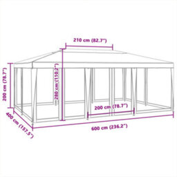 Walplus Party Tent Garden Gazebo Canopy With 10 Mesh Sidewalls White 6X4 M Hdpe - thumbnail 8