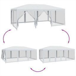 Walplus Party Tent Garden Gazebo Canopy With 10 Mesh Sidewalls White 6X4 M Hdpe - thumbnail 6