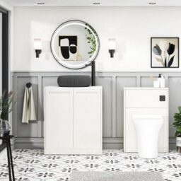 Royal Bathrooms Royal Bathroom Elmore 700mm Classic White Freestanding Countertop Bathroom Vanity Unit 2 Door With Milan Black Basin - thumbnail 5
