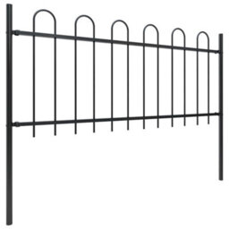 Walplus Garden Fence With Hoop Top Steel 181X100 Cm Black - thumbnail 2