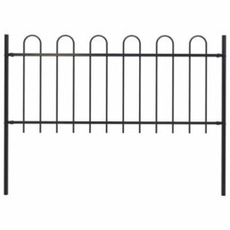 Walplus Garden Fence With Hoop Top Steel 181X100 Cm Black - thumbnail 1