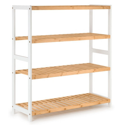 EHC Woodluv 4-Tier Shoe Rack, Shoe Storage Organiser, Wooden Storage Rack, Shoe Shelf For Hallway, Living Room - 69D X 26W X 80H Cms - image 1