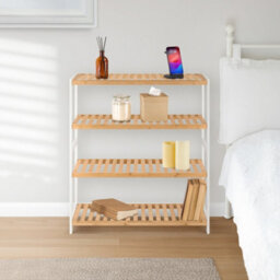 EHC Woodluv 4-Tier Shoe Rack, Shoe Storage Organiser, Wooden Storage Rack, Shoe Shelf For Hallway, Living Room - 69D X 26W X 80H Cms - thumbnail 4