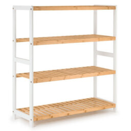 EHC Woodluv 4-Tier Shoe Rack, Shoe Storage Organiser, Wooden Storage Rack, Shoe Shelf For Hallway, Living Room - 69D X 26W X 80H Cms - thumbnail 1