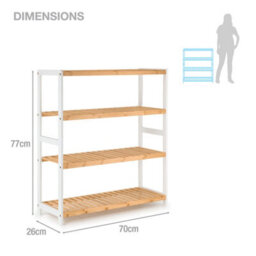 EHC Woodluv 4-Tier Shoe Rack, Shoe Storage Organiser, Wooden Storage Rack, Shoe Shelf For Hallway, Living Room - 69D X 26W X 80H Cms - thumbnail 8