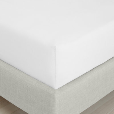Bianca Fine Linens Bedroom 200 Thread Count Cotton Percale Fitted Sheet 32Cm Depth White - image 1