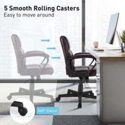 Costway Pu Leather Office Chair Modern Executive Chair Ergonomic Rocking Computer Desk Chair - thumbnail 8