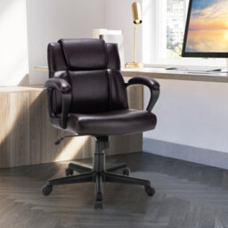 Costway Pu Leather Office Chair Modern Executive Chair Ergonomic Rocking Computer Desk Chair - thumbnail 4