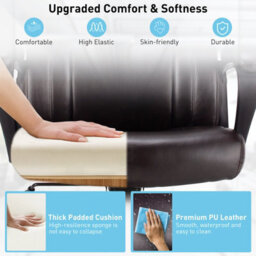 Costway Pu Leather Office Chair Modern Executive Chair Ergonomic Rocking Computer Desk Chair - thumbnail 6