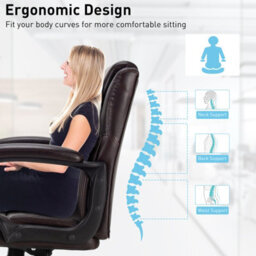 Costway Pu Leather Office Chair Modern Executive Chair Ergonomic Rocking Computer Desk Chair - thumbnail 5
