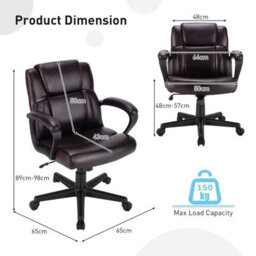 Costway Pu Leather Office Chair Modern Executive Chair Ergonomic Rocking Computer Desk Chair - thumbnail 2