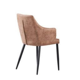 Life Interiors Single Cappuccino Zarah Modern Faux Leather Dining Chair With Armrests And Black Metal Legs, Comfortable Accent Chair - thumbnail 4