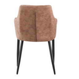 Life Interiors Single Cappuccino Zarah Modern Faux Leather Dining Chair With Armrests And Black Metal Legs, Comfortable Accent Chair - thumbnail 5
