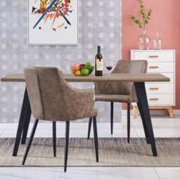 Life Interiors Single Cappuccino Zarah Modern Faux Leather Dining Chair With Armrests And Black Metal Legs, Comfortable Accent Chair - thumbnail 9