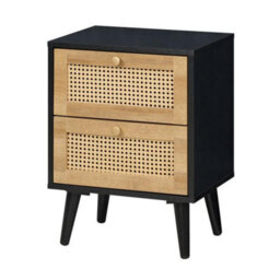 Swish Furniture Manila Black & Pvc Rattan 3 Piece Bedroom Set With 2 Door Double Wardrobe, 2 Drawer Bedside And 3+2 Drawer Chest - thumbnail 5