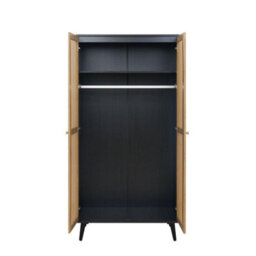 Swish Furniture Manila Black & Pvc Rattan 3 Piece Bedroom Set With 2 Door Double Wardrobe, 2 Drawer Bedside And 3+2 Drawer Chest - thumbnail 4