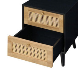 Swish Furniture Manila Black & Pvc Rattan 3 Piece Bedroom Set With 2 Door Double Wardrobe, 2 Drawer Bedside And 3+2 Drawer Chest - thumbnail 7