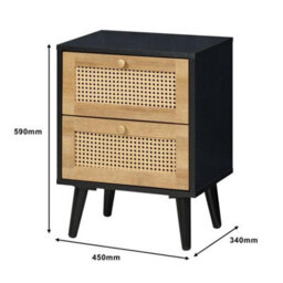 Swish Furniture Manila Black & Pvc Rattan 3 Piece Bedroom Set With 2 Door Double Wardrobe, 2 Drawer Bedside And 3+2 Drawer Chest - thumbnail 6