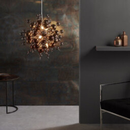 Luminosa Lighting Luminosa Pavia 9 Light Ceiling Pendant Copper Plate With Copper Mirror & Tinted Glass - thumbnail 3