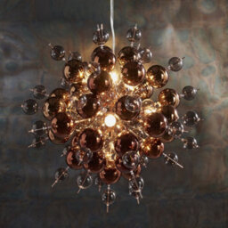 Luminosa Lighting Luminosa Pavia 9 Light Ceiling Pendant Copper Plate With Copper Mirror & Tinted Glass - thumbnail 2