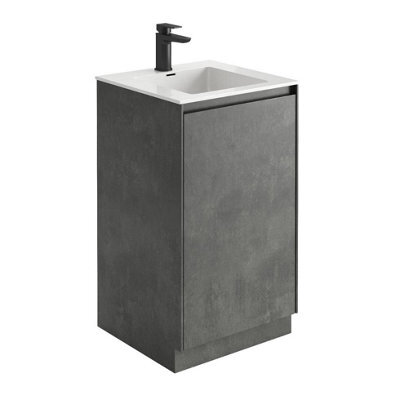 Plum&clay Rigel Concrete Floor Standing Bathroom Vanity Unit With White Basin (W)500mm (H)850mm