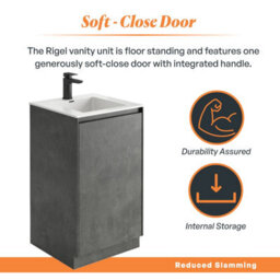 Plum&clay Rigel Concrete Grey Floor Standing Bathroom Vanity Unit With White Basin (W)500mm (H)850mm - thumbnail 3