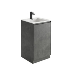 Plum&clay Rigel Concrete Grey Floor Standing Bathroom Vanity Unit With White Basin (W)500mm (H)850mm - thumbnail 2