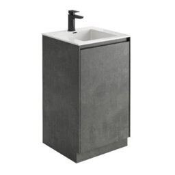 Plum&clay Rigel Concrete Floor Standing Bathroom Vanity Unit With White Basin (W)500mm (H)850mm