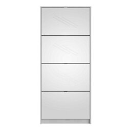 Wyld Haus Prague Tall White Shoe Cabinet With 4 Mirrored Flip Doors - thumbnail 3