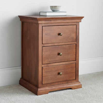 Toulon Mahogany 3 Drawer Bedside Table - image 1