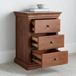 Toulon Mahogany 3 Drawer Bedside Table - thumbnail 2