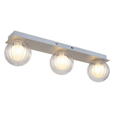 Luminosa Lighting Luminosa Ander Globe Ceiling Light Nickel Matt Ip44 Balls Clear Glass Shade 3X G9 - image 1