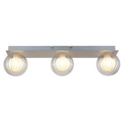Luminosa Lighting Luminosa Ander Globe Ceiling Light Nickel Matt Ip44 Balls Clear Glass Shade 3X G9 - thumbnail 3