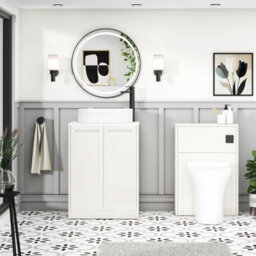Royal Bathrooms Royal Bathroom Elmore 600mm Classic White Freestanding Bathroom Vanity Unit 2 Door Plain White Worktop With Lyon Basin - thumbnail 5